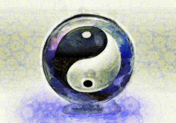 Yin Yang Signe Peinture — Photo