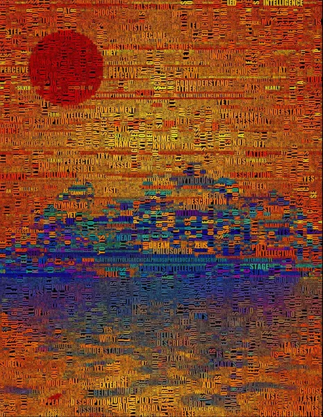 Rote Sonne Über Dem Wasser Rendering — Stockfoto