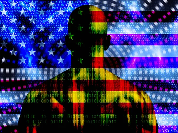 American Man Binary Code Rendering — Stockfoto