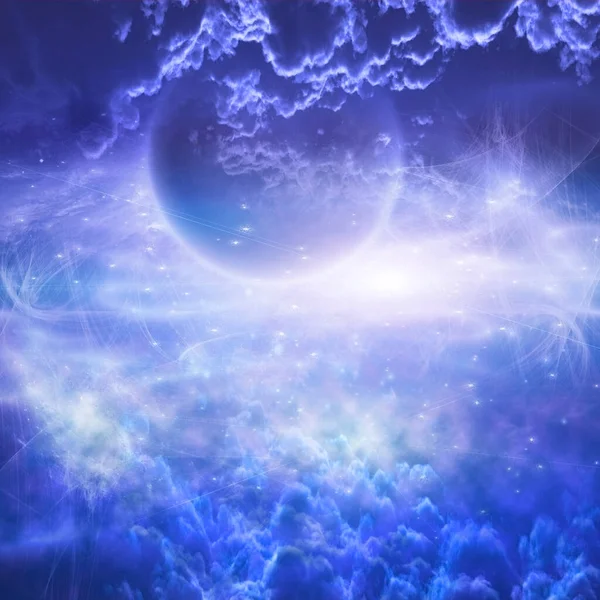 抽象的な宇宙の空コピースペースのための3D銀河芸術の背景 — ストック写真