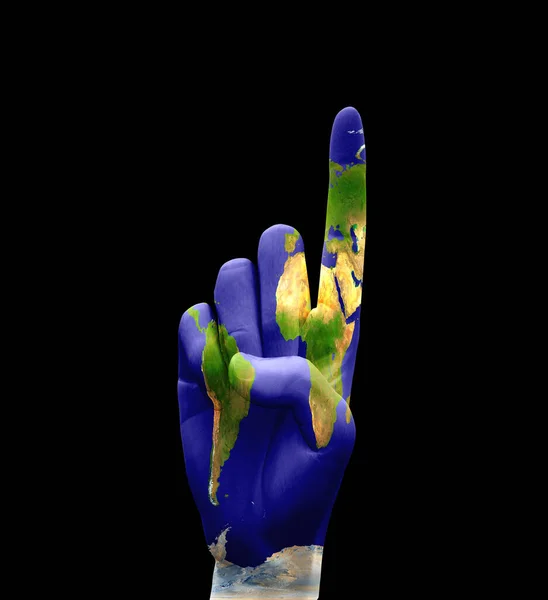 Ręczny Znak Earth Point Renderowanie — Zdjęcie stockowe