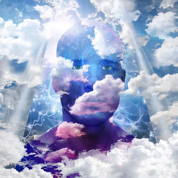 Mans Head Clouds Rendering — Stockfoto