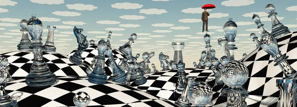 Surreal Chess Landscape Renderizado — Foto de Stock