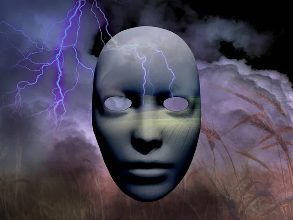 Maske Mit Blitz Bewölkten Himmel — Stockfoto