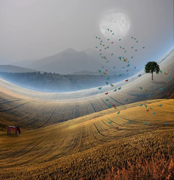 Paesaggio Tranquillo Con Montagna Rendering — Foto Stock