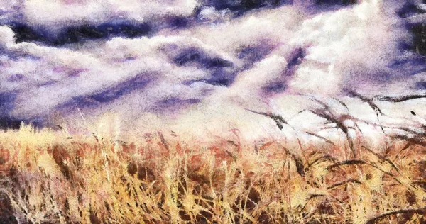 Impressionism Painting Field Wheat Rendering — Stock Photo, Image