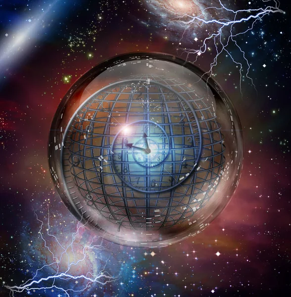 Spiral of time enclosed in crystal sphere