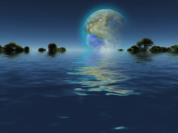 Terraformierter Mond Von Der Erde Aus Gesehen — Stockfoto