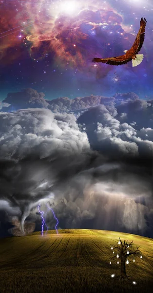 嵐と風景 3Dレンダリング — ストック写真