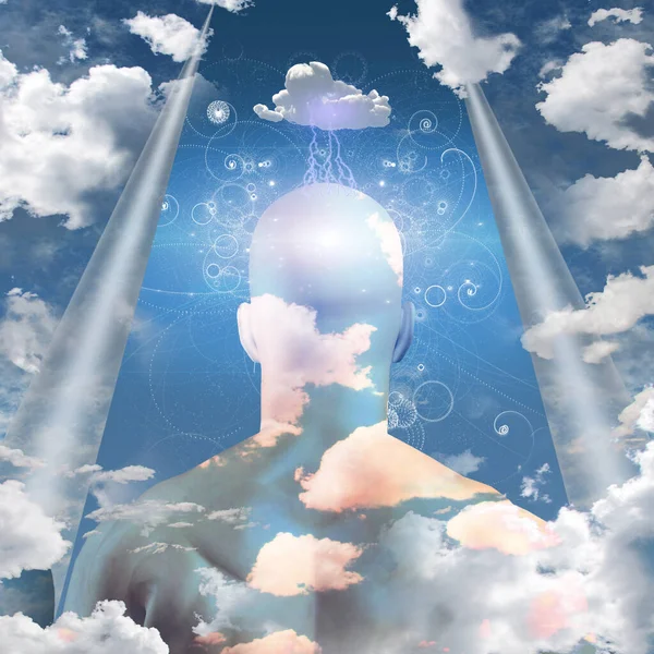 Mans Head Clouds Rendering — Stockfoto