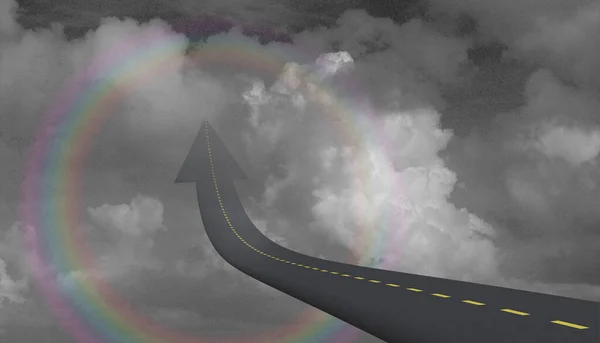 Carretera Cielo Forma Flecha Arco Iris — Foto de Stock