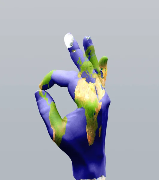 Earth Hand Sign Rendering — Stockfoto