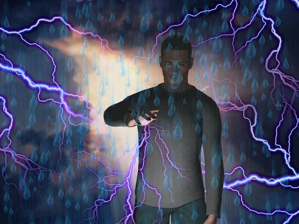 Mannen Med Makt Över Lightning — Stockfoto