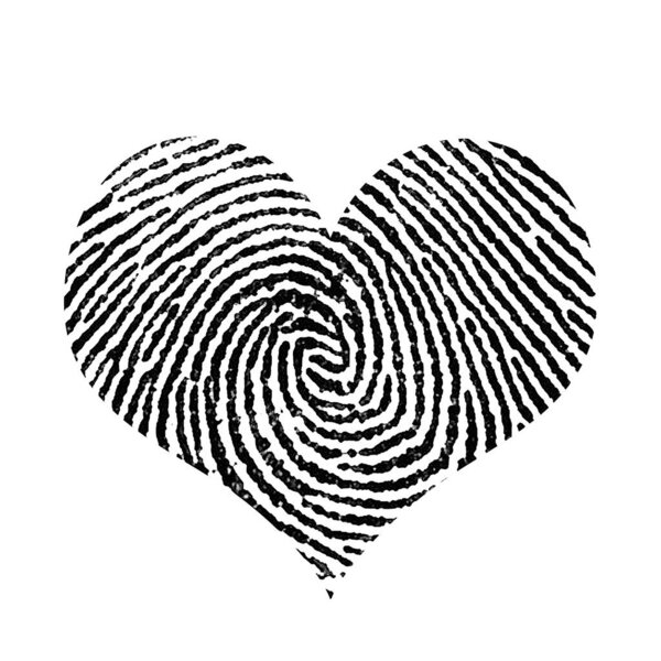 С любовью. Отпечатки пальцев в форме сердца. 3D рендеринг
