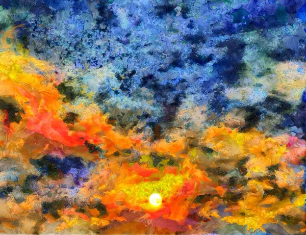Kolorowy Obraz Zachód Słońca Renderowanie — Zdjęcie stockowe