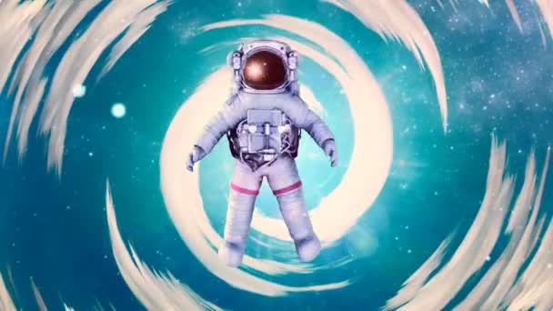 Astronauta Túnel Nubes Animación — Vídeos de Stock