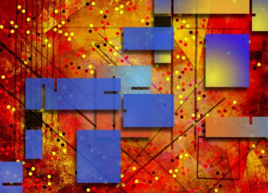 Geometrik formlarla modern soyut. 3B görüntüleme