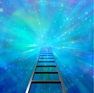 Ladder to stars,Modern Art Abstract. 3D rendering