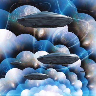 Uçan daireler çok katmanlı alanlarda ve zaman spiraller.