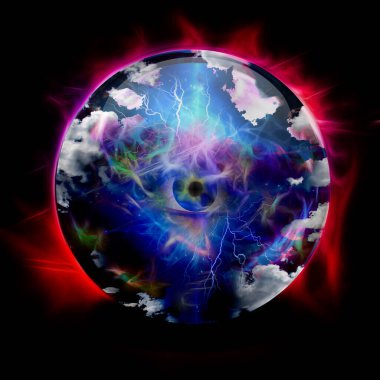 Kristal küre ve gören gözler. 3B görüntüleme