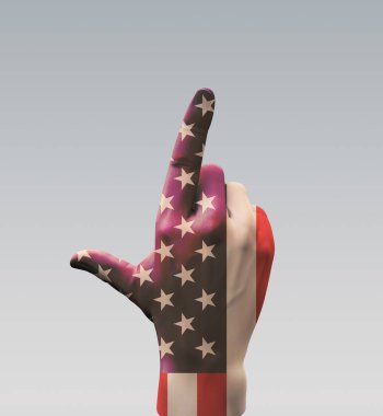 El Noktası ABD işareti. 3B görüntüleme