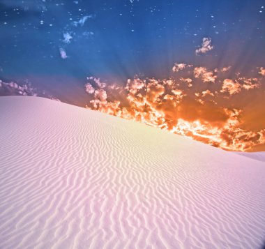 Alacakaranlık Gökyüzü Çölü. 3B görüntüleme