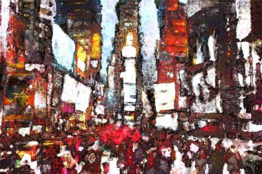 Times Meydanı, gerçeküstü boyama. 3D render