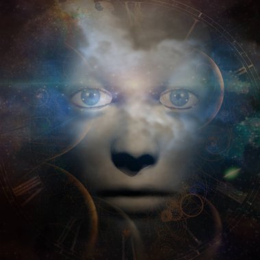 soyut alan arkaplanı olan koyu insan yüzü