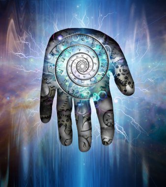 Saatli İnsan El Makinesi. 3B görüntüleme