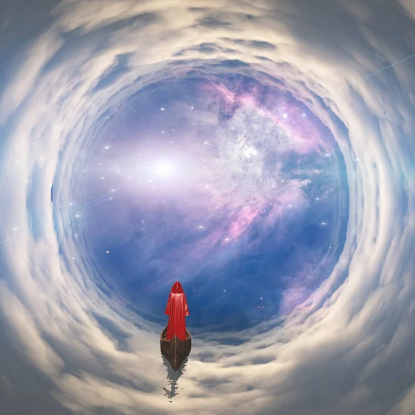 ปในเส อคล แดง ลอยอย ในอวกาศ การแสดงผล — ภาพถ่ายสต็อก