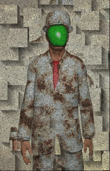 Abstract Painting Figure Man Apple Instead Face — Stock Photo, Image