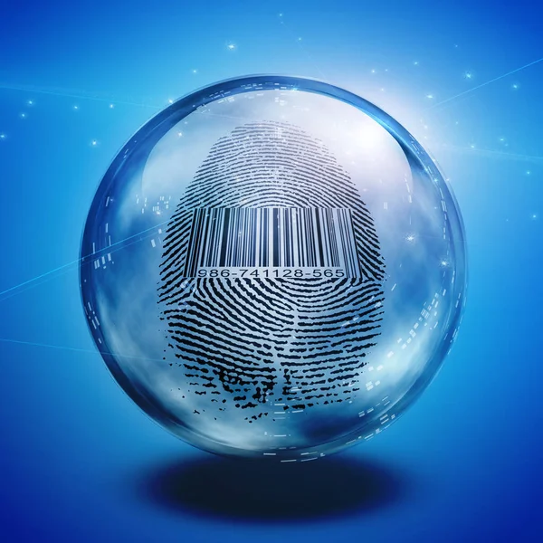 Barcode Fingerprint Enclosed Glass — Stock Photo, Image