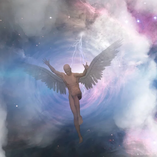 Surrealism Naked Man Wings Represents Angel — Stock Photo, Image