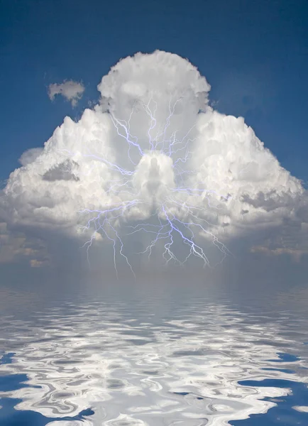 Prayerful Figure Cloud Rendering — Stockfoto