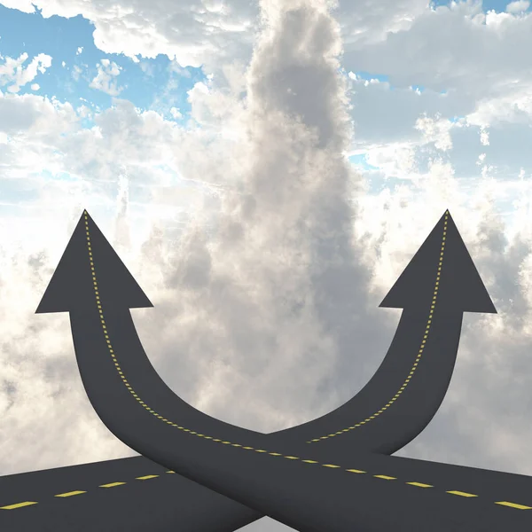 Crossroads Clouds Rendering — Stock Photo, Image