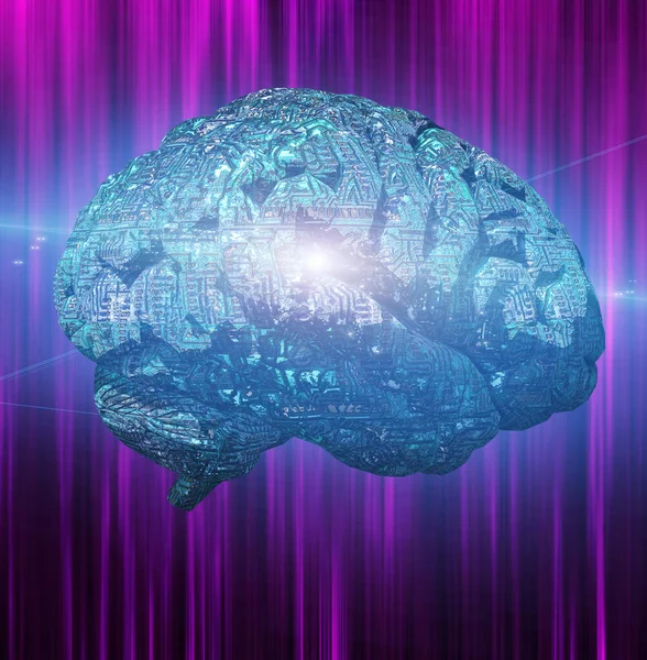 Electronic Brain Circuit Rendering — Foto Stock