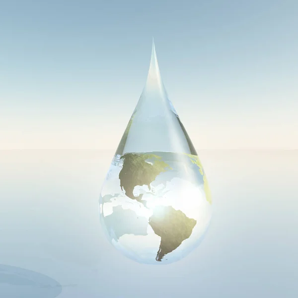 Planet Earth Water Drop Rendering — 图库照片