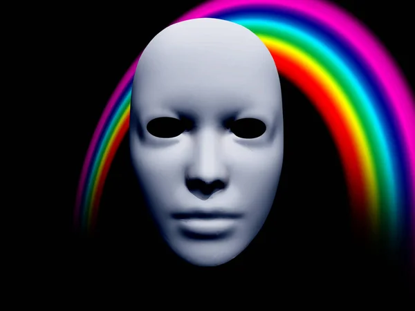 Masker Met Regenboog Zwart — Stockfoto