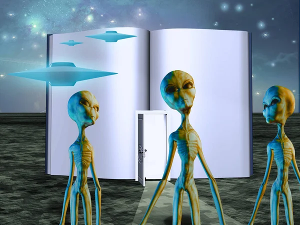 Aliens Story Book Render —  Fotos de Stock