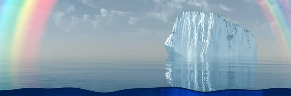 Iceberg Arco Íris Mar Renderização — Fotografia de Stock