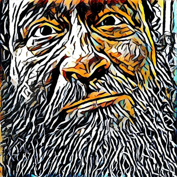 Digital Illustration. Man with beard