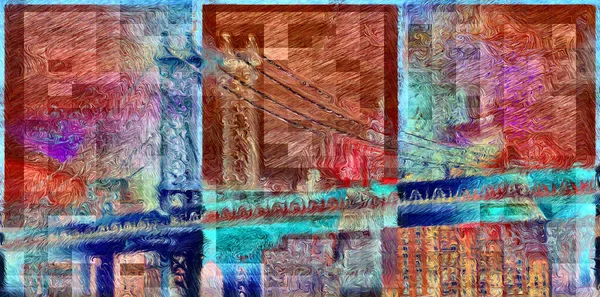 Manhattan Bridge Gedeckte Farben — Stockfoto