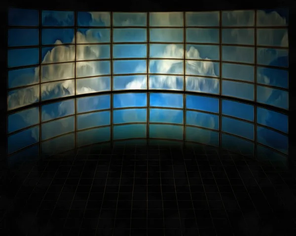 Chmurne Niebo Ścianie Ekranów Renderowanie — Zdjęcie stockowe