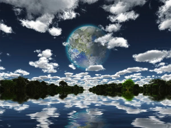 Terraformed Moon Seen Earth — Stock Photo, Image