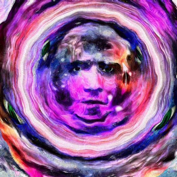 Сюрреалистичная Картина Лицо Человека Яркими Красками — стоковое фото