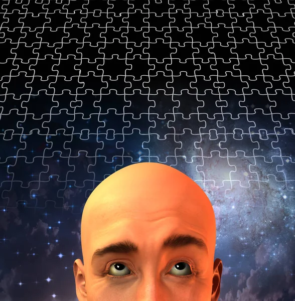 頭の中の男パズル 3Dレンダリング — ストック写真