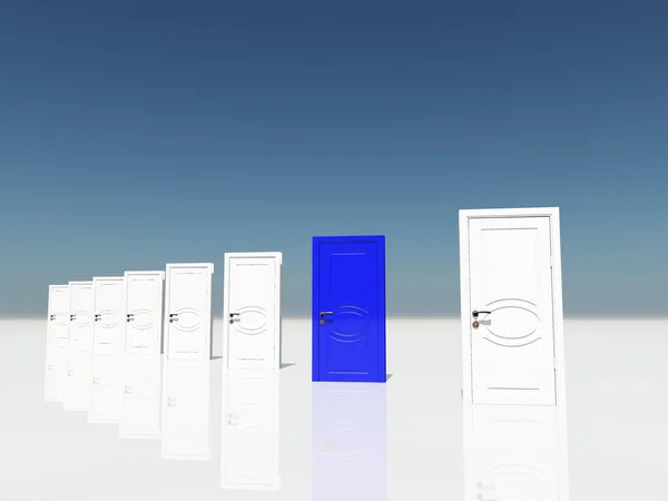 Sigle Blaue Tür Surrealer Landschaft — Stockfoto