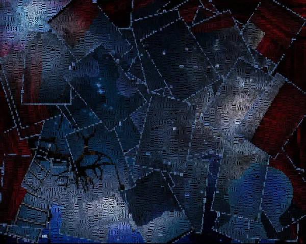 Αφηρημένη Ζωγραφική Σκάλα Δέντρο Νυχτερινός Ουρανός — Φωτογραφία Αρχείου