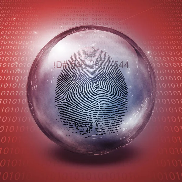 Fingerprint Contained Glass Sphere Number — Stock Photo, Image