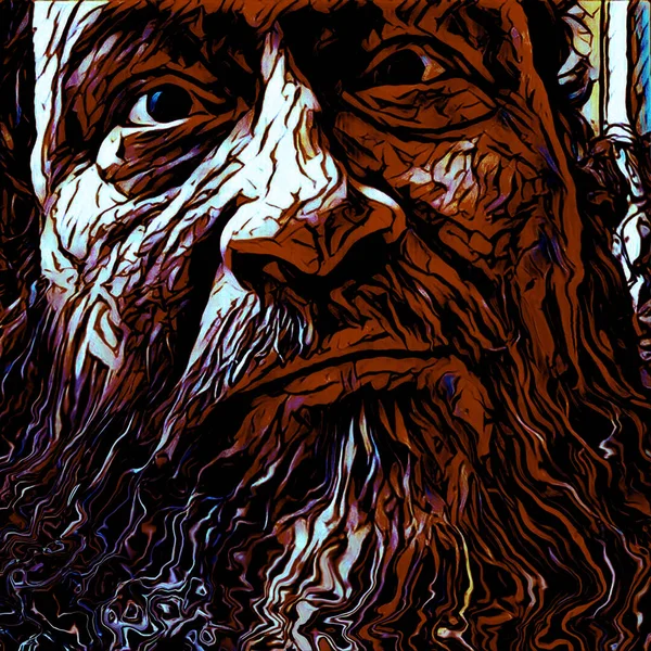 Digital Illustration. Man with beard